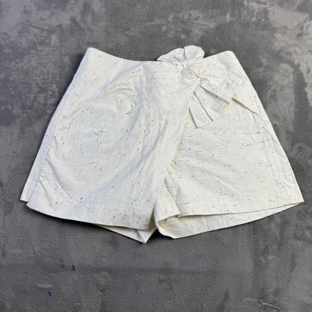 Rebecca Taylor Shorts Womens 2 White‎ Speckled Wrap Skort Style Pleated Bow